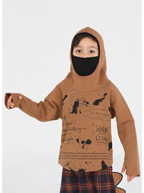 Casabony Ninja New Shape Kahve Unisex Sweatshirt - S000046633-19413