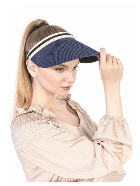 Luminos Butik Lacivert Ithal Şeritli Hasır Vizör Şapka Kutulu Gönderim HSR2000 - S000204274-21164