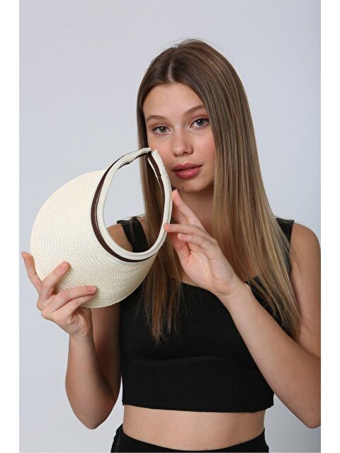 Luminos Butik Krem Şeritli Hasır Vizör Şapka Kutulu Gönderim Hsr2000 - S000204274-19966