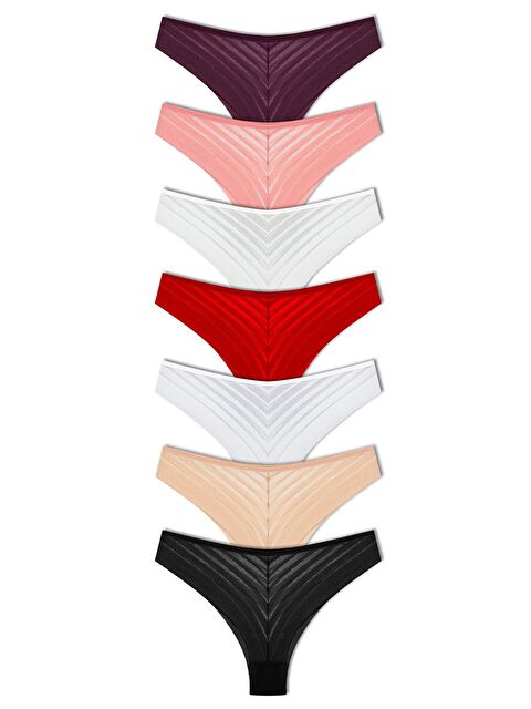 Hnx Transparan Dantel Brazil Kadın Külot 7'Li - S000098713-23173