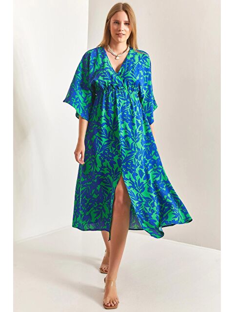 SHADE Kadın Kruvaze Yaka Önden Yırtmaçlı Elbise - S000020676-17234