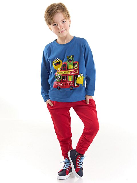 Denokids Monster Tours Erkek Çocuk Tişört Pantolon Takım - S000009198-23173