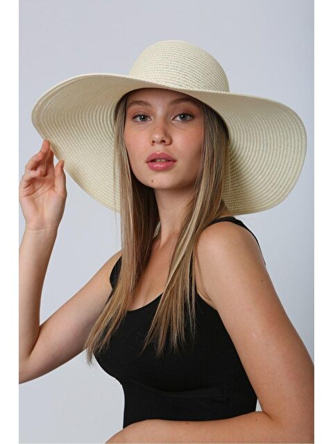 Luminos Butik Krem Geniş Hasır Şapka Gönderi Hsr2005 - S000204258-19966