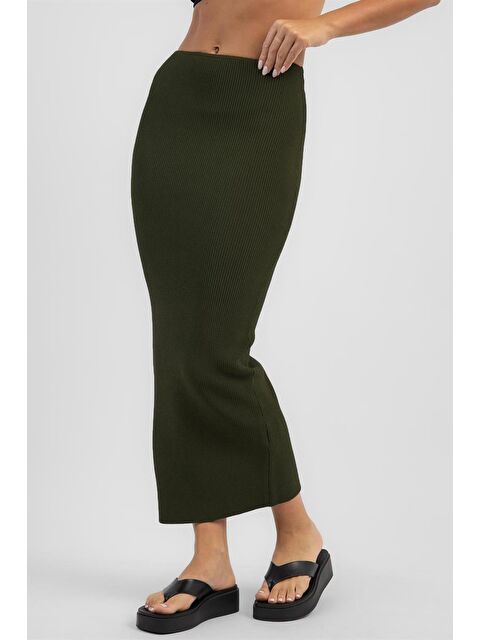 Madmext Haki Basic Uzun Triko Etek Mg1813 - S000059000-18547