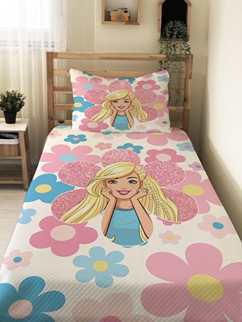 Evmila Prenses Kız Desenli Bebek Ve Çocuk Baskılı Tek Kişilik Pike Takımı Renkli - S000031319-23173