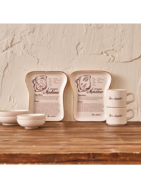 Bella Maison Croque Seramik 8 Parça 2 Kişilik Tost Kahvaltı Takımı Kahverengi - S000368342-19413