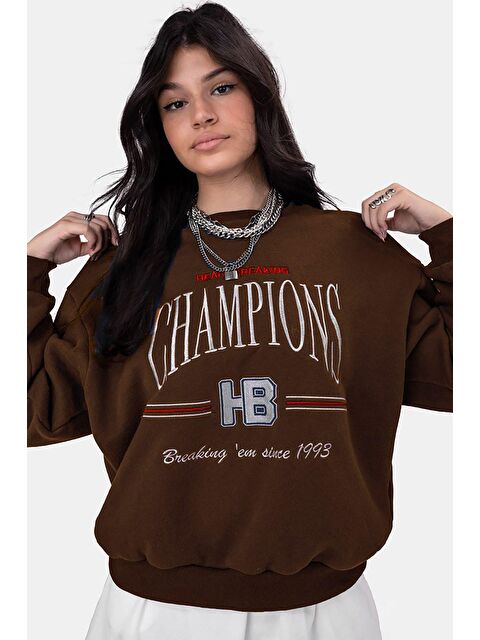 Madmext Kahverengi Kadın Sweatshirt Mg930 - S000032202-19413