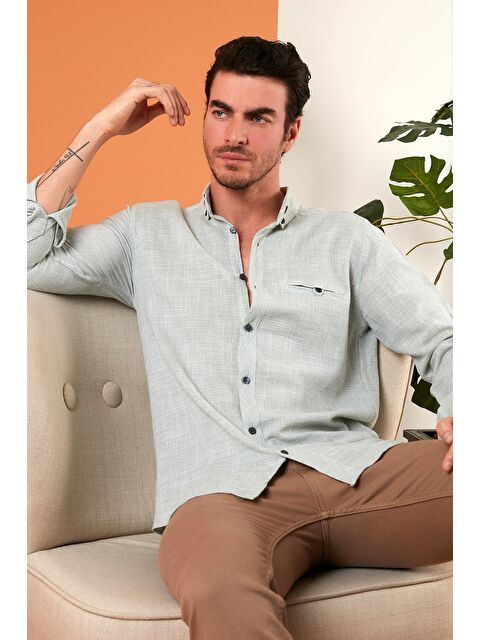 Buratti %100 Pamuklu Slim Fit Uzun Kollu Erkek Gömlek CF21S111498 - S000000741-18547