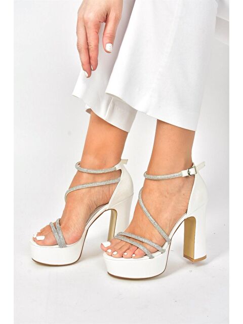 Fox Shoes Sedef Platform Kalın Topuklu Kadın Abiye Ayakkabı M348202609 - S000044305-19966