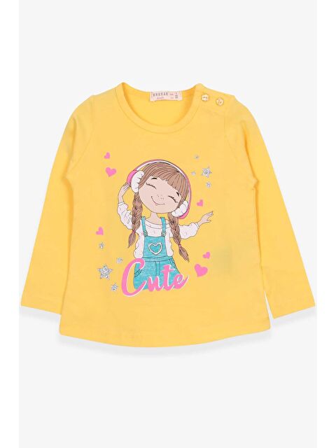 Breeze Kız Bebek Uzun Kollu Tişört Sevimli Kız Baskılı Sarı (1-1.5 Yaş) - S000070829-20072