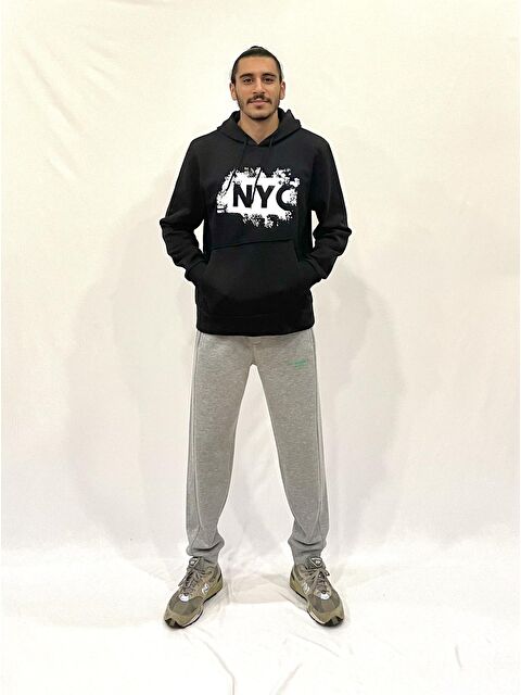 Süperlife Kapüşonlu Regular Fit İçi Polarlı 3 İplik NYC Baskılı Erkek Hoodie spr24sw09 - S000118720-19351