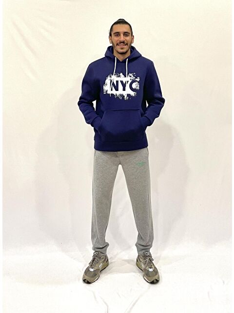 Süperlife Kapüşonlu Regular Fit İçi Polarlı 3 İplik NYC Baskılı Erkek Hoodie spr24sw09 - S000118720-21164
