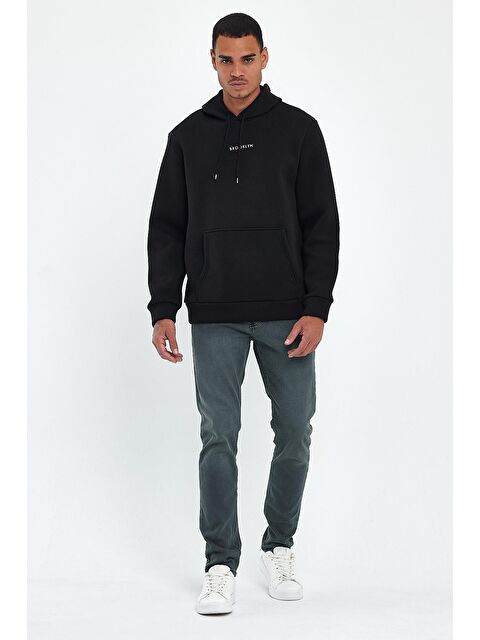 Süperlife Kapüşonlu Regular Fit İçi Polarlı 3 İplik Orta Brooklyn Baskılı Erkek Hoodie spr24sw13 - S000071937-19351