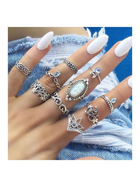 Pelin Aksesuar Çoklu Silver Yüzük Seti - S000052862-23173