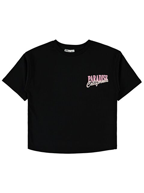 Civil Girls Palmiye Baskılı 10-13 Yaş Tişört - Siyah 13-14 Yaş - S000382426-19351