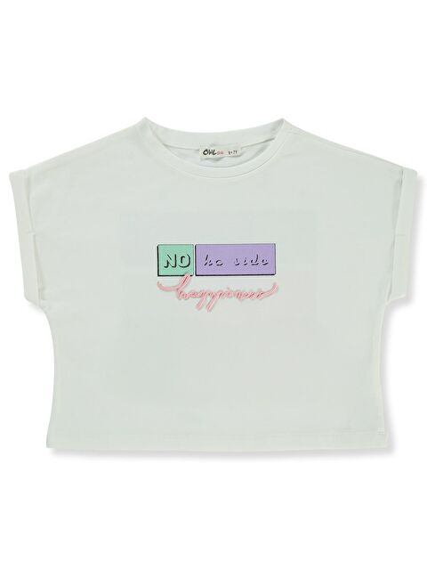 Civil Girls No Ha Side Baskılı 6-9 Yaş Tişört - Ekru 6-7 Yaş - S000364681-19965