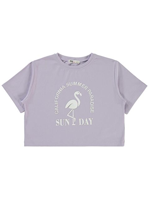 Civil Girls Flamingo Baskılı 6-9 Yaş Tişört - Lila 9-10 Yaş - S000382411-17878