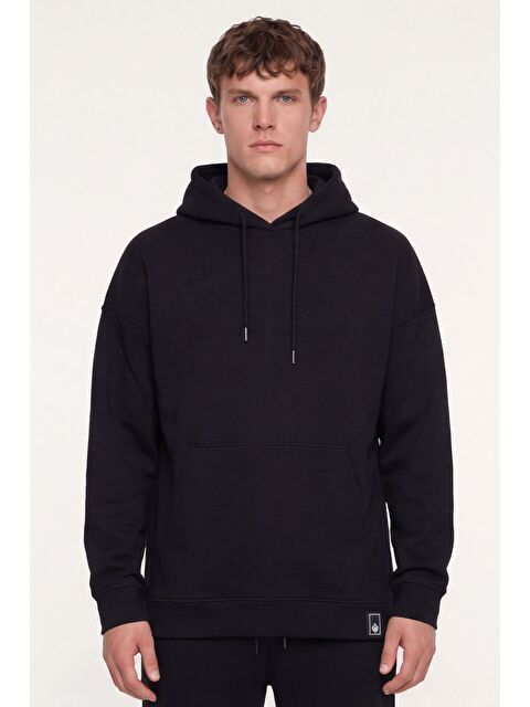 Sabri Özel Giotelli Siyah Regular Fit Pamuk Karışımlı Kapüşonlu Erkek Eşofman Takımı - S000490719-19351