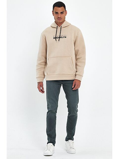 Süperlife Kapüşonlu Regular Fit İçi Polarlı 3 İplik Wıllamsburg Brooklyn Baskılı Erkek Hoodie spr24sw04 - S000071930-19928