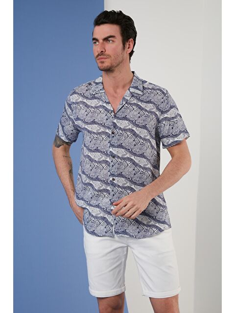 Buratti Regular Fit Kısa Kollu Apaş Yaka Desenli Gömlek CF21S114293 - S000000028-23093