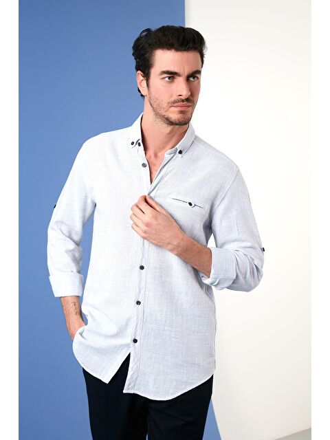 Buratti %100 Pamuklu Slim Fit Uzun Kollu Erkek Gömlek CF21S111498 - S000000741-17234