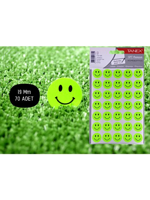 Tanex TNX-325 Flo Daire  Yeşil Gülen  Etiketi 19 Mm 70 Adet - S000080093-18194