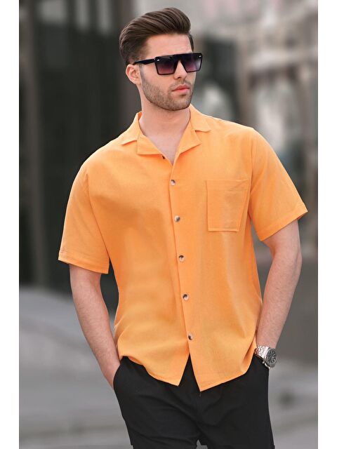 Madmext Hardal Basic Kısa Kollu Erkek %100 Pamuk Gömlek 5598 - S000016141-20074