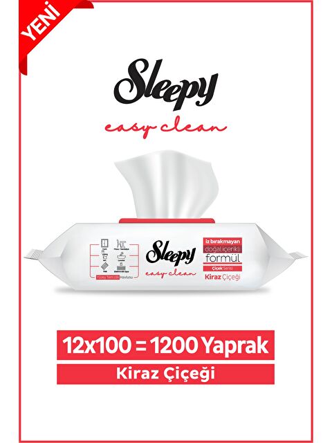Sleepy Easy Clean Kiraz Çiçeği Yüzey Temizlik Havlusu&Mendili 12x100 (1200 Yaprak) - S000386710-10231