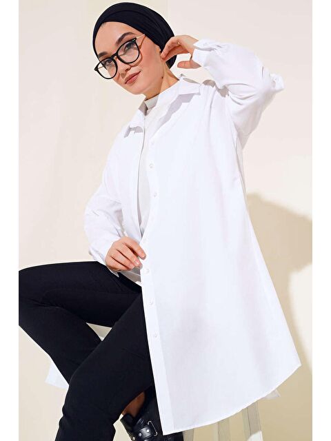 Bigdart 5845 Tesettür Tunik - Beyaz - S000130238-20063