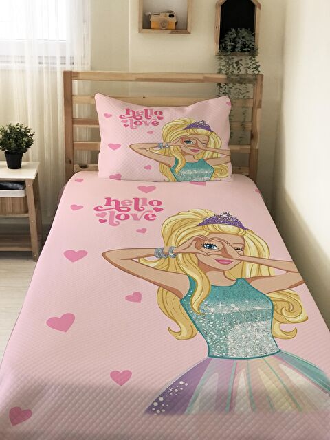 Evmila Prenses Kız Desenli Bebek Ve Çocuk Baskılı Tek Kişilik Pike Takımı - S000028659-23173