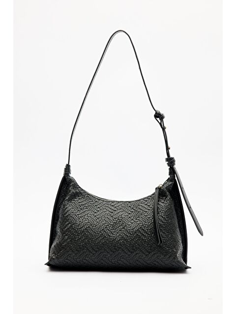 Manuka Dokulu Deri Omuz Çantası Siyah - S000483727-19351