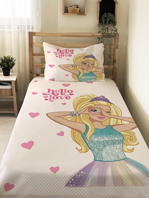 Evmila Prenses Kız Desenli Bebek Ve Çocuk Baskılı Tek Kişilik Pike Takımı - S000028661-23173