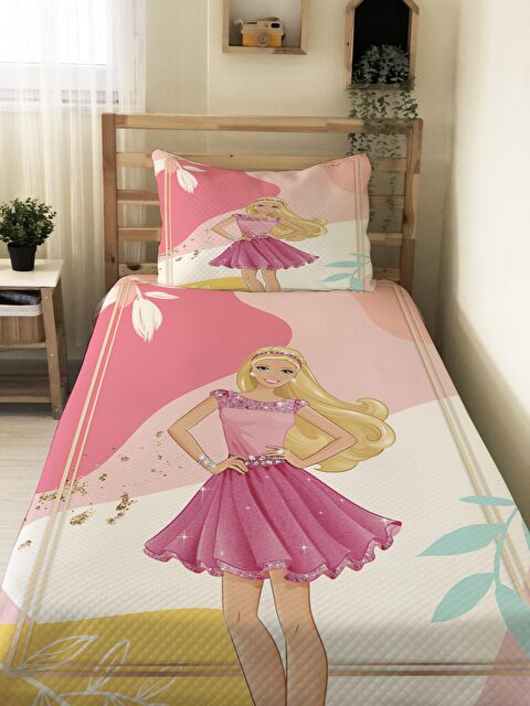 Evmila Prenses Kız Desenli Çocuk Baskılı Tek Kişilik Pike Takımı - S000028664-23173