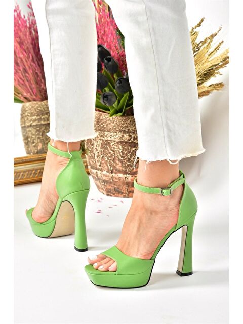 Fox Shoes Çimen Yeşili Platform Kalın Topuklu Kadın Ayakkabı K404580109 - S000043287-18194