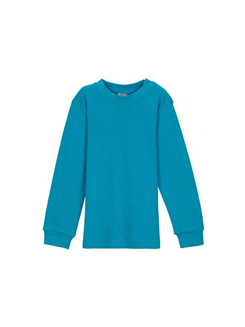 Lovetti Koyu Turkuaz Basic Kız Bebek Çıtçıtlı Yaka Kışlık Uzun Kollu Tişört - S000053861-20051