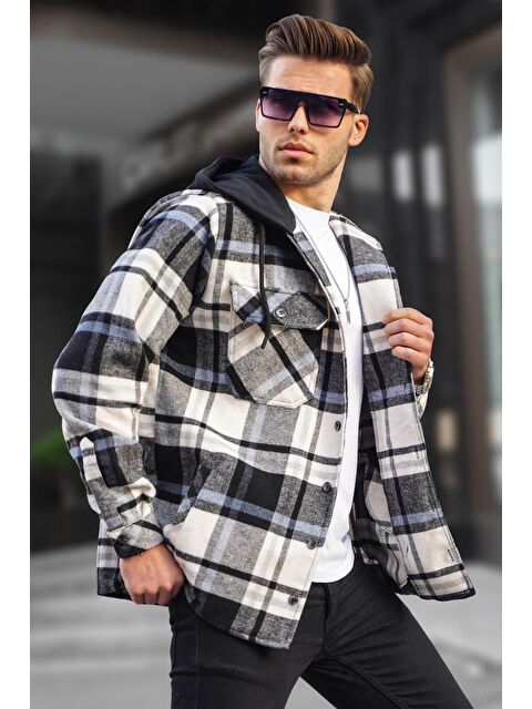 Madmext Siyah Kapüşonlu Ekoseli Oduncu Gömlek 5577 - S000016146-19351