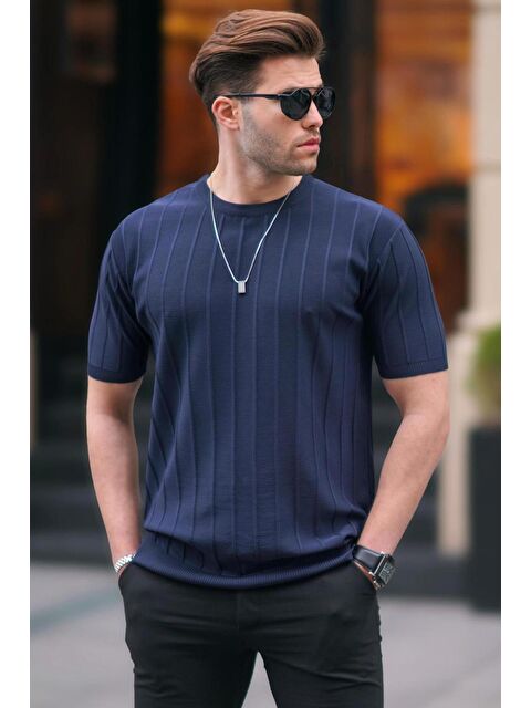 Madmext Erkek Lacivert Tişört 5684