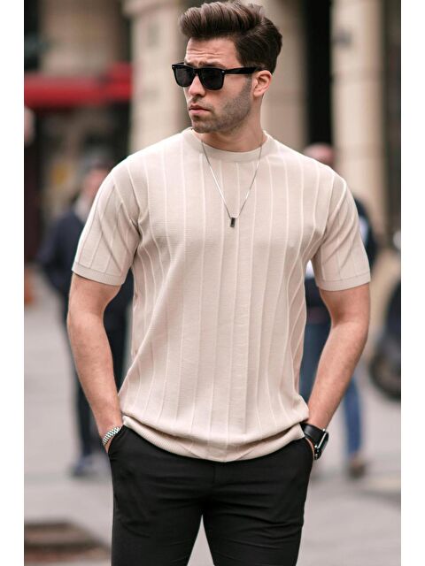 Madmext Erkek Bej Tişört 5684 - S000016102-19928