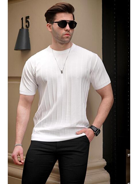 Madmext Erkek Beyaz Tişört 5684 - S000016102-20063