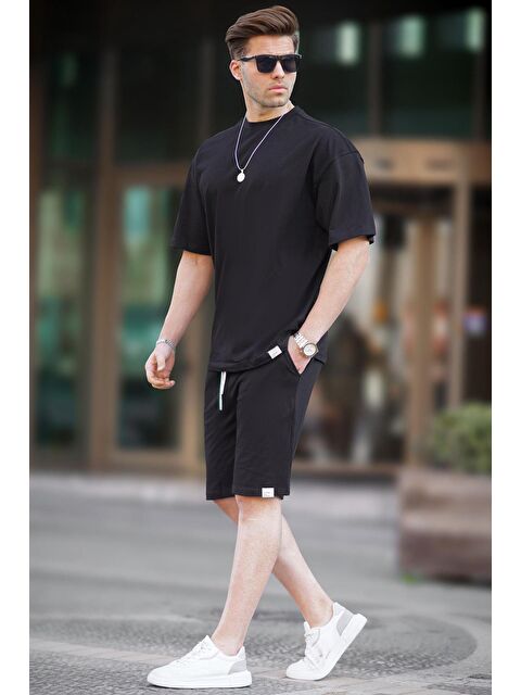 Madmext Siyah Basic Erkek Şort %100 Pamuk Takımı 6377 - S000031401-19351