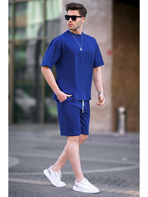 Madmext Lacivert Basic Erkek Şort %100 Pamuk Takımı 6377 - S000031401-21164
