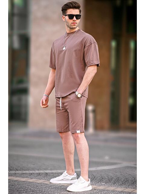 Madmext Kahverengi Basic Erkek Şort %100 Pamuk Takımı 6377 - S000031401-19413