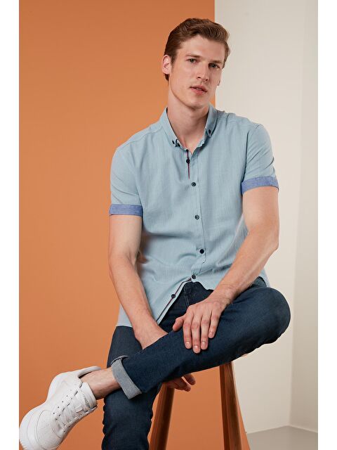 Buratti Pamuklu Düğmeli Yaka Kısa Kollu Gömlek CF21S112546 - S000000742-20055