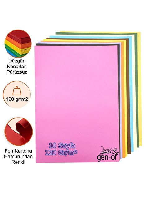 Gen-Of Fon Kartonu 25x35 cm 120 Gr 10 Renk Karışık - S000076650-20072