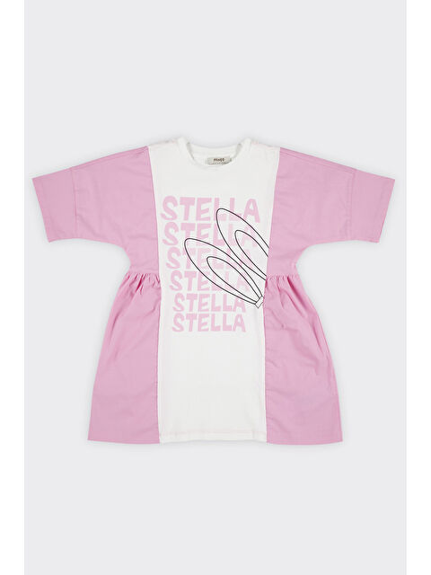 Panço Kız Çocuk Baskı Detaylı Beyaz Elbise - S000269509-20063