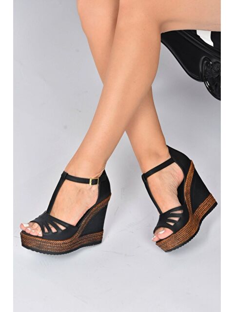 Fox Shoes K674072509 Siyah Dolgu Taban Kadın Ayakkabı - S000051753-19351