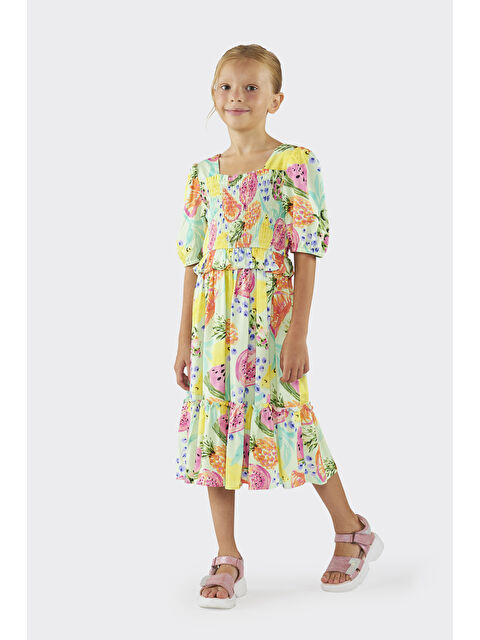 Panço Kız Çocuk Meyve Desenli Mint Elbise - S000256536-1180
