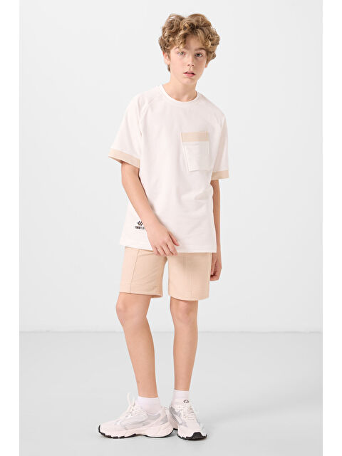 Tommylife Bej Pamuklu Yumuşak Dokulu Standart Fit Basic Erkek Çocuk Şort - 11289 - S000387231-19928