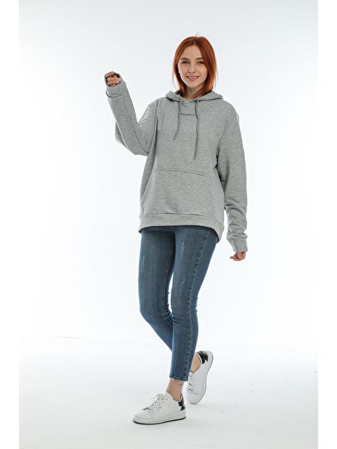 Süperlife Kadın Kapüşonlu Oversize Brooklyn Baskılı Sweatshirt SPR22SWK161 - S000015542-17308