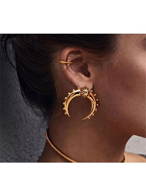 Pelin Aksesuar Gold Ters Ay Küpe - S000051874-23173